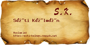 Sóti Kálmán névjegykártya